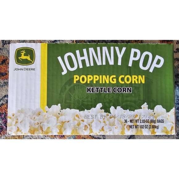 John Deere Johnny Pop Quality Popcorn - 36 Pack SEALED BOX Kettle Corn